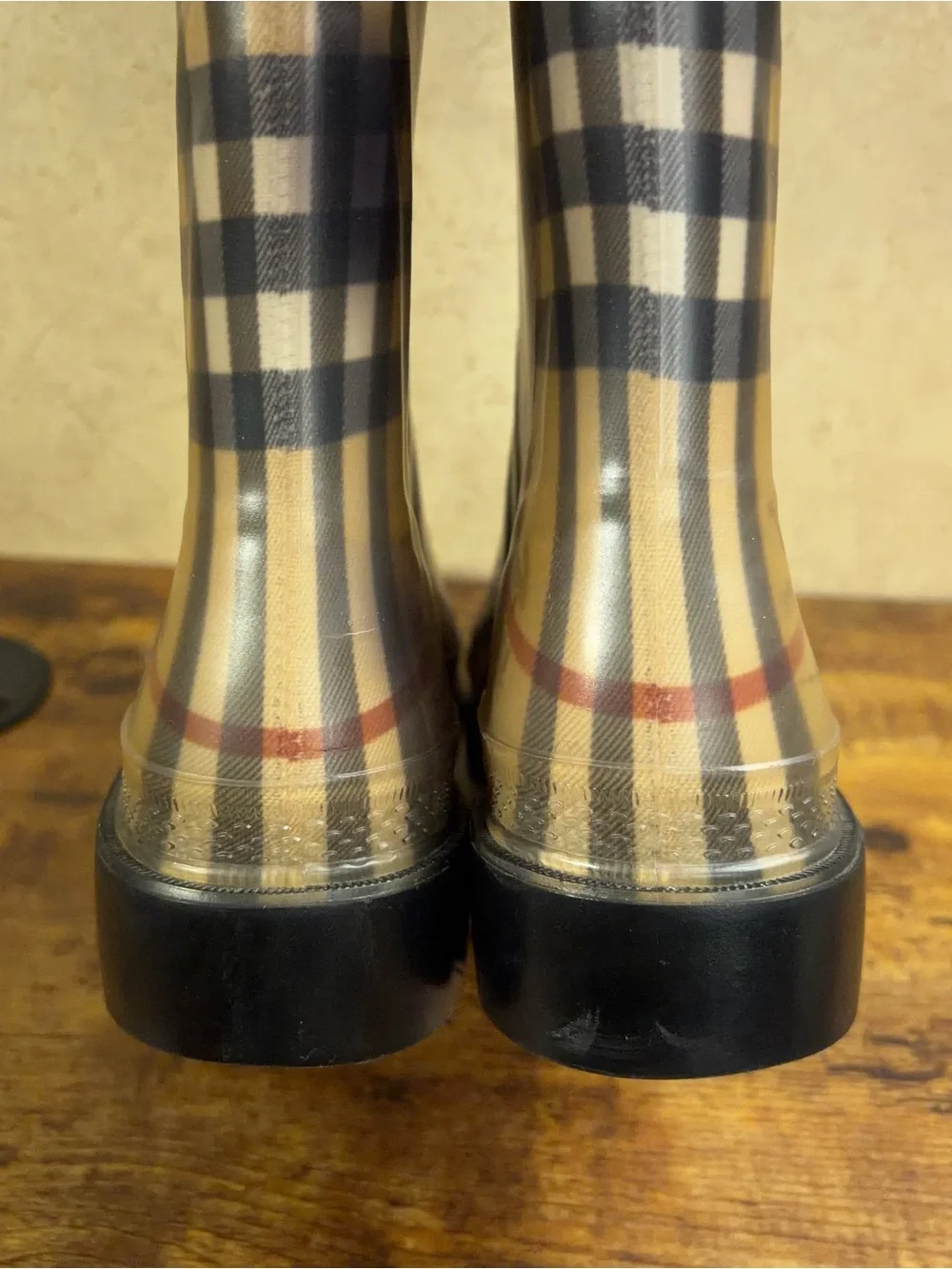 Burberry Rain Boots Tall Classic Check Womens Size 6.5 Made in Italy